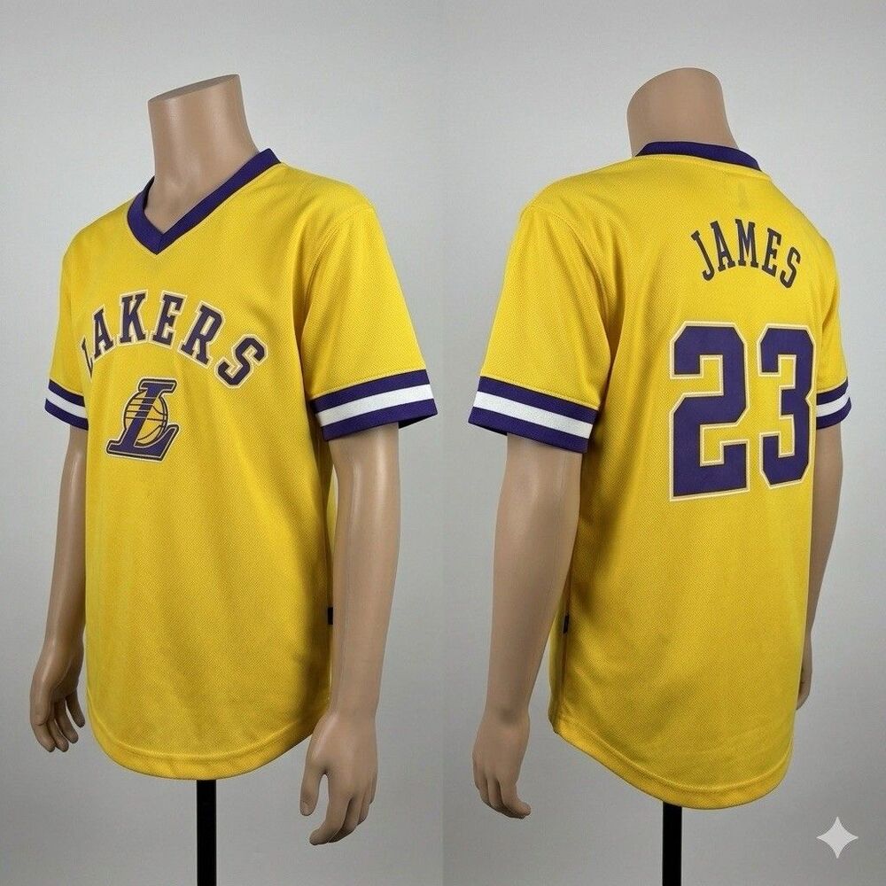 NBA Los Angeles Lakers LeBron James #23 Youth L 14/16 Gold Mesh Jersey Top